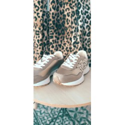 Deportivo sneakers logo leopardo gold